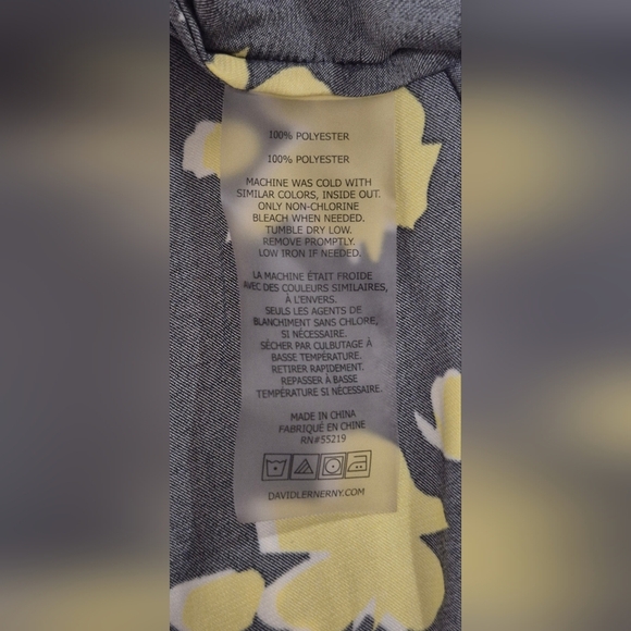 David Lerner Rocker Floral Blouse Womens Small Snap Long Sleeve Black Yellow - Picture 6 of 7